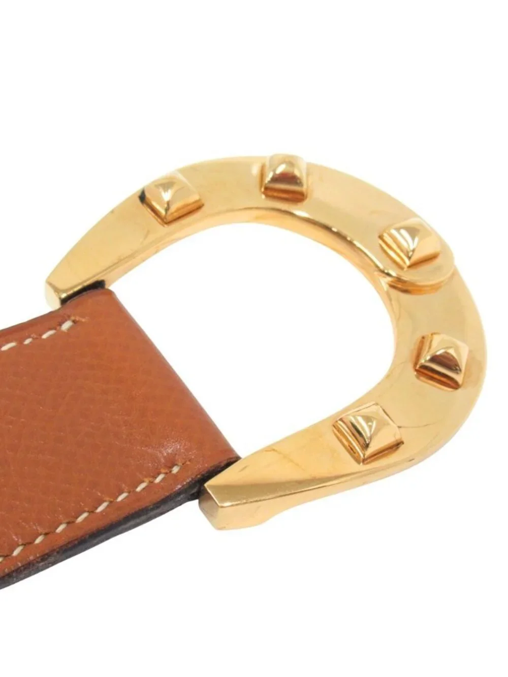Hermes Horse Buckle Belt Courchevel Leather Vintage 72 Brown